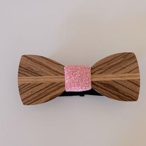Artisan Handcrafted Wood Bow Tie - elastic collar